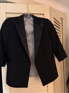 Dior Black Double-Breasted Kids Blazer with Satin Lapels